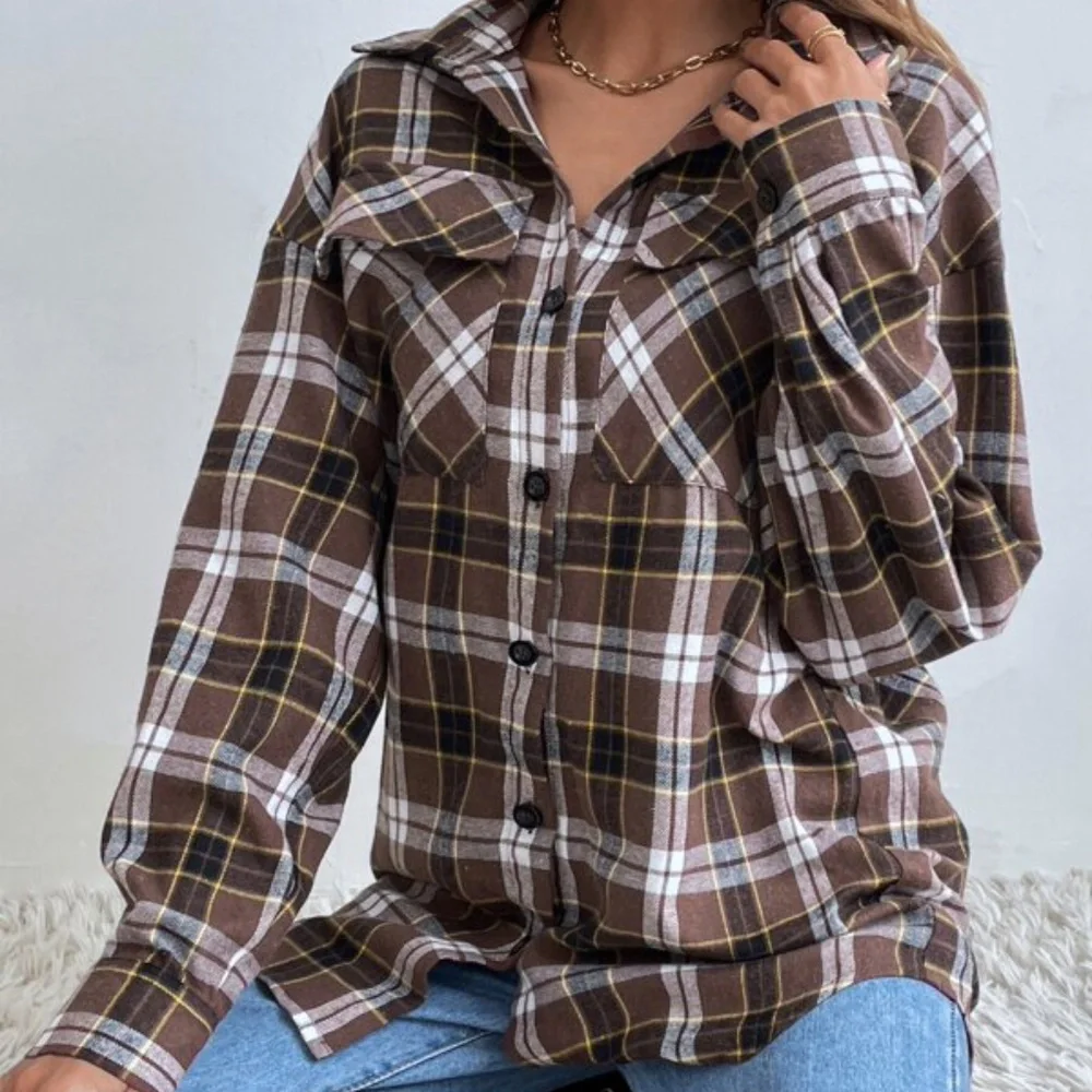 Cozy Black Oversized Plaid Button up Shacket Jacket - Picture 3 of 10